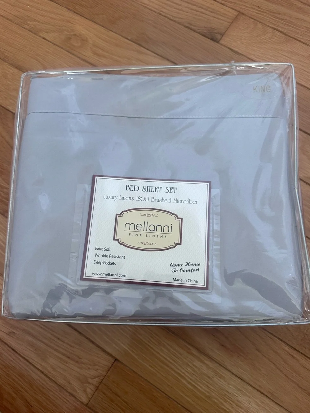 Mellanni Luxury Brushed Microfiber King Flat Bed Sheet - Light Gray